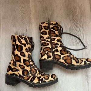 Donald J. Pliner Animal Print Combat Boots